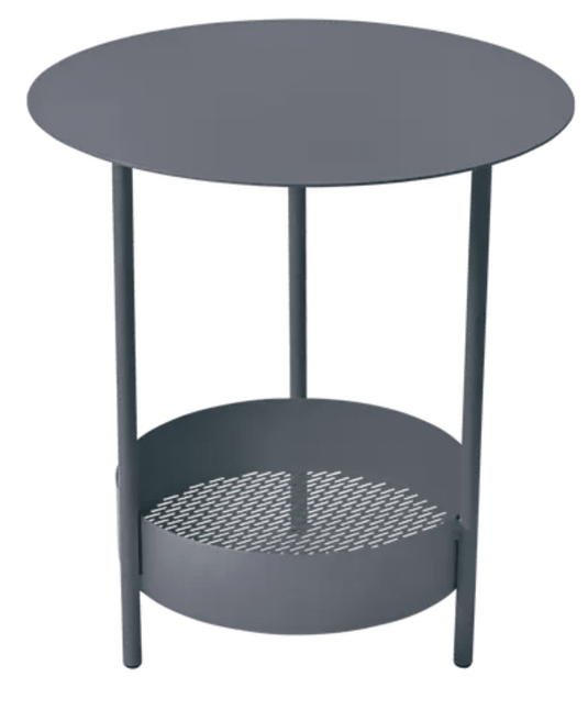 Antracite Fermob Salsa pedestal side table with a sleek round design, suitable for outdoor use.