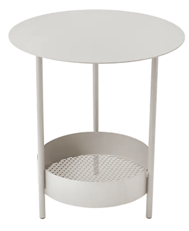 Load image into Gallery viewer, Clay grey Fermob Salsa pedestal side table with round top, outdoor furniture for patio or garden use.
