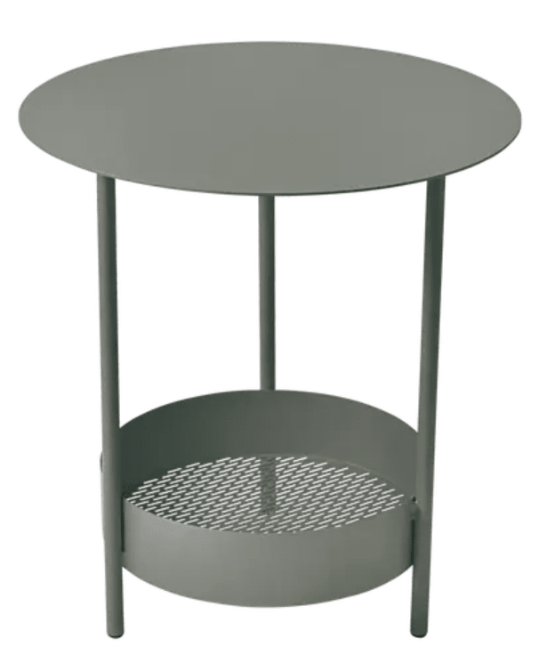 Load image into Gallery viewer, Fermob Salsa pedestal side table with round top, outdoor furniture piece in a garden setting, ideal for patio or balcony use.
