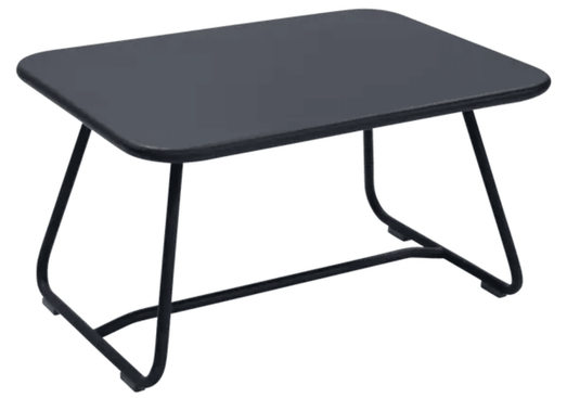 Antracite Fermob Sixties Low Outdoor Table, 76x55.5cm, showcasing sleek design and durable outdoor furniture for patio or garden.