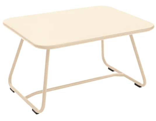 Fermob Sixties low outdoor table with 76x55.5cm surface, featuring a sleek, modern design for patio or garden use.