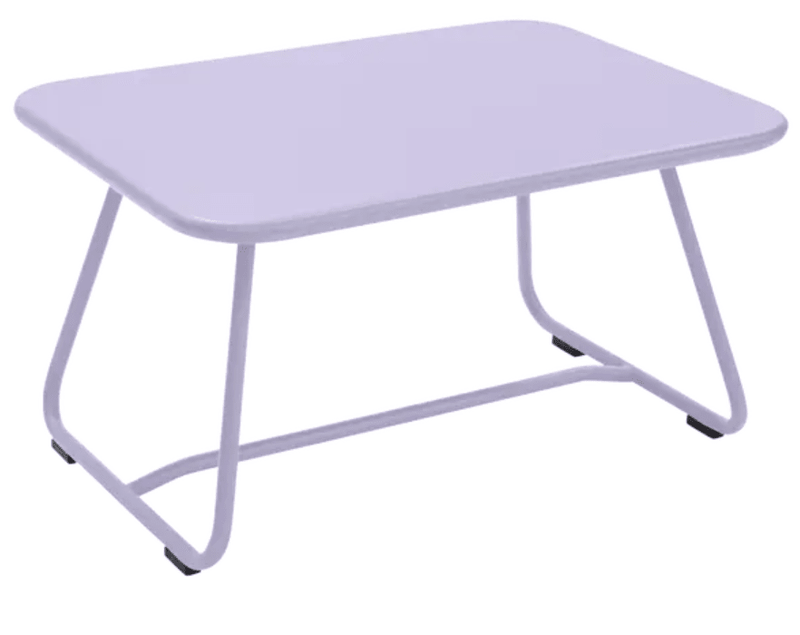 Load image into Gallery viewer, Fermob Sixties low outdoor table in marshmallow color, 76 x 55.5cm, with smooth round edges and modern design for outdoor use.
