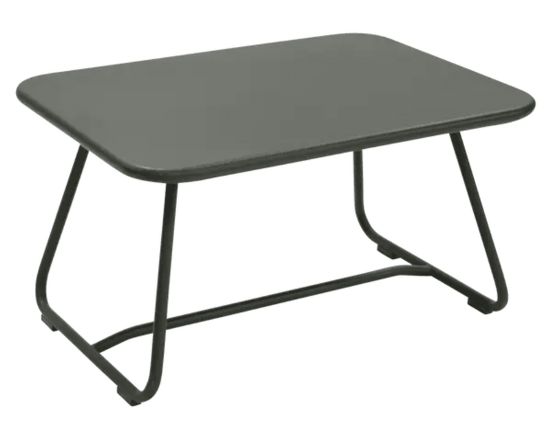Load image into Gallery viewer, Fermob Sixties low outdoor table with 76 x 55.5cm round tabletop, suitable for patio or garden seating areas.
