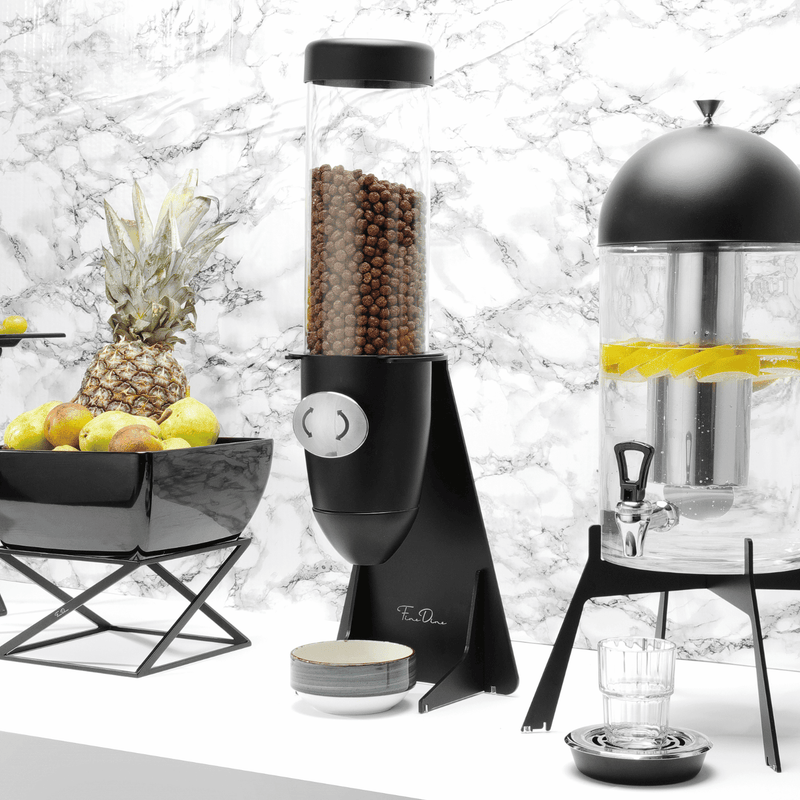 Load image into Gallery viewer, Skiatos Black flake dispenser, 5l, 220x 140 x 635 mm - Custom Wood DesignsFine Dine Skiatos black flake cereal dispenser, 5L, 220x140x635 mm, with a sleek black finish and easy-to-use dispensing mechanism.Cereal dispenser171523
