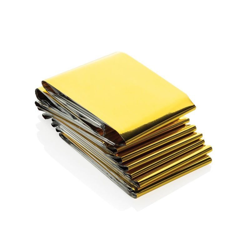 Load image into Gallery viewer, XD Collection Solra emergency blanket in RCS recycled RPET pouch, compact car safety emergency blanket with wood design.
