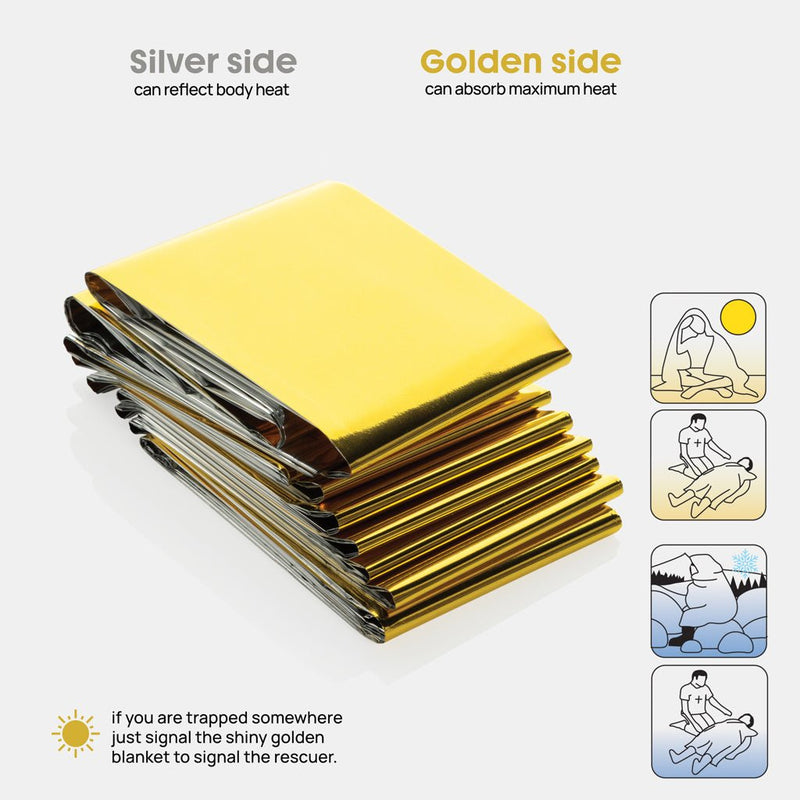 Load image into Gallery viewer, XD Collection Solra emergency blanket in RCS recycled RPET pouch, compact car and safety emergency blanket with wood design.
