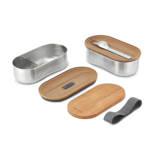 Stainless Steel Double Bento Box - Custom Wood DesignsBlack + Blum stainless steel double bento box with two compartments for versatile meal storage at home or on the goHome & LivingP439.2002Stainless steel,Bamboogrey