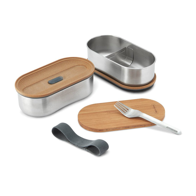 Load image into Gallery viewer, Stainless Steel Double Bento Box - Custom Wood DesignsStainless steel Double Bento Box by Black + Blum, with two compartments for lunch storage, sleek and durable home and living accessory.Home &amp; LivingP439.2002Stainless steel,Bamboogrey
