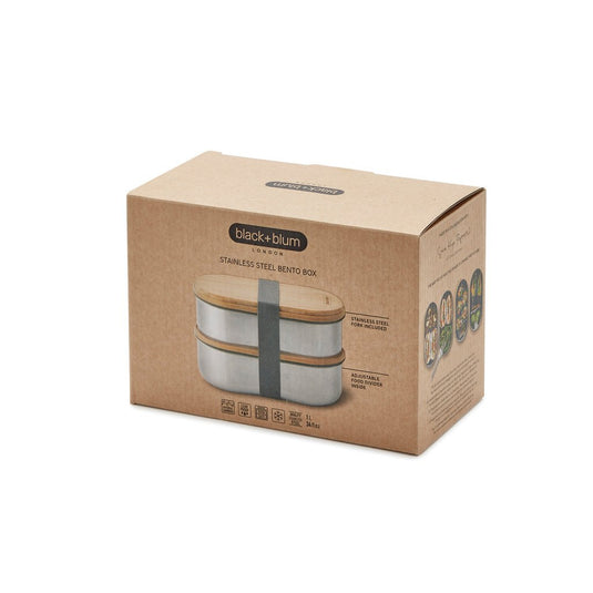 Stainless Steel Double Bento Box - Custom Wood DesignsBlack + Blum stainless steel double bento box for home and living, with separate compartments for lunch or snacks.Home & LivingP439.2002Stainless steel,Bamboogrey