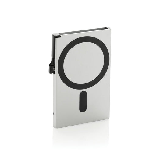 XD Collection aluminium RFID magnetic phone cardholder with custom wood design, compact and secure for travel.