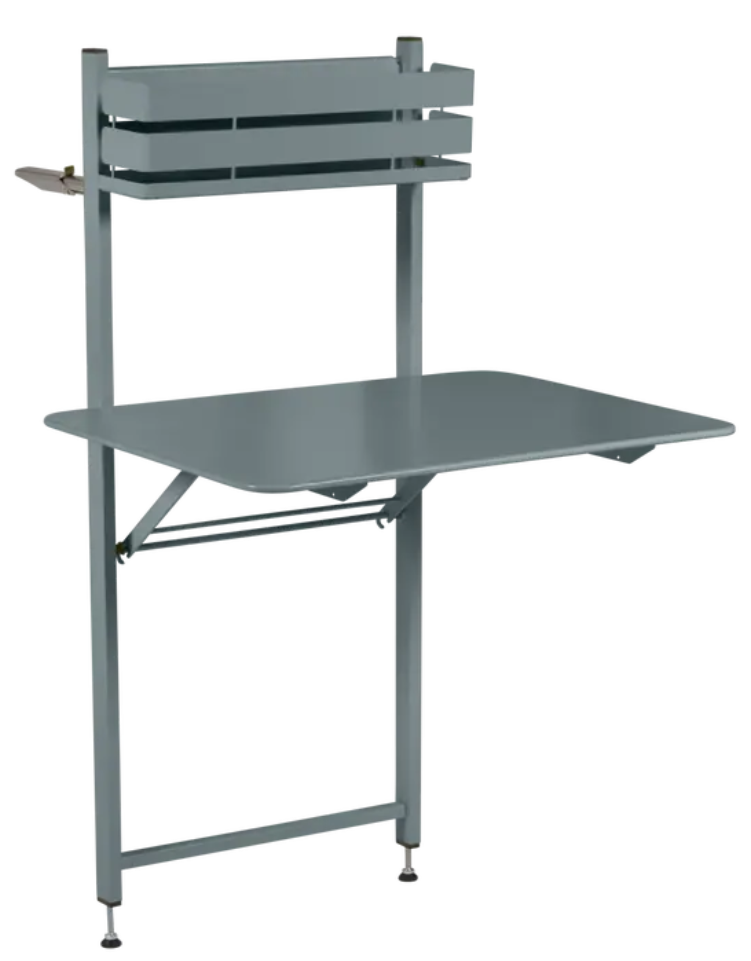 Load image into Gallery viewer, Storm grey Fermob foldable balcony table for outdoor use, featuring a compact metal design ideal for apartments or hotel rooms.

