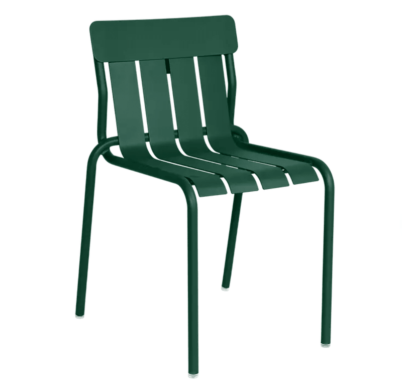 Load image into Gallery viewer, Stripe Chair Stackable Outdoor Dining - Custom Wood DesignsFermob Stripe outdoor dining chair in cedar green, stackable metal design for patio or garden seating.Fermob Metal Chair Outdoor24575207071927Cedar Green
