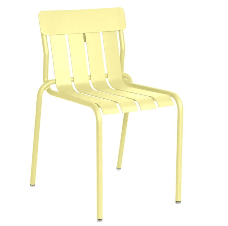 Load image into Gallery viewer, Stripe Chair Stackable Outdoor Dining - Custom Wood DesignsFermob Stripe outdoor stacking metal dining chair with frosted lemon color, suitable for patio or garden seating.Fermob Metal Chair Outdoor24575206508087Frosted Lemon
