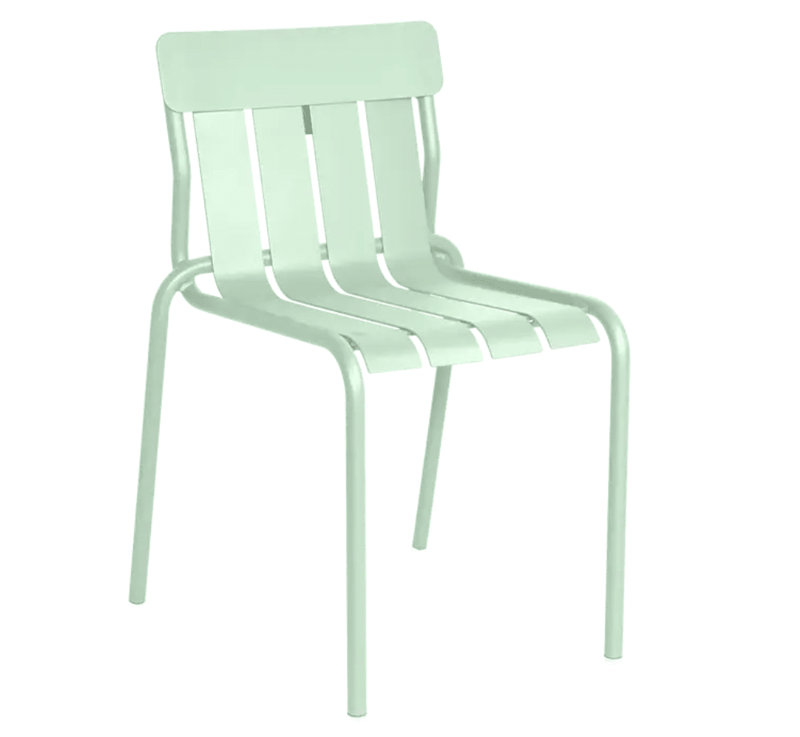 Load image into Gallery viewer, Stripe Chair Stackable Outdoor Dining - Custom Wood DesignsFermob Stripe Stackable Outdoor Dining Chair in Ice Mint metal with a modern, sleek design for outdoor useFermob Metal Chair Outdoor24575206209783Ice Mint
