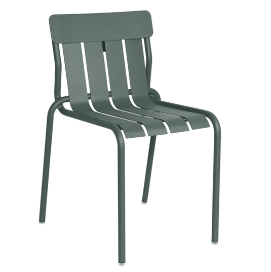 Stripe Chair Stackable Outdoor Dining - Custom Wood DesignsStorm grey Fermob stackable outdoor dining chair with metal frame, designed for outdoor use and hospitality settings.Fermob Metal Chair Outdoor24575205282103Storm Grey