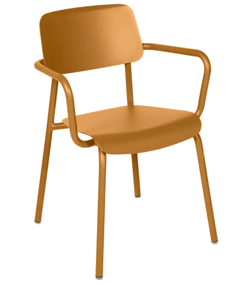 Load image into Gallery viewer, Fermob gingerbread study armchair, stackable contract dining chair with a sleek indoor design, ideal for home and office spaces.
