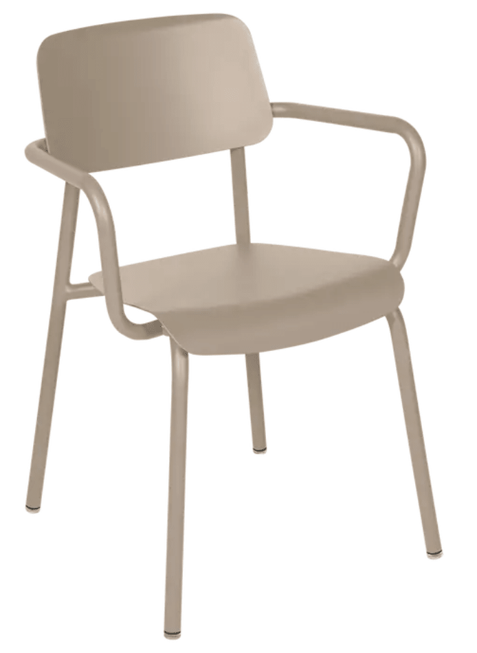 Load image into Gallery viewer, Nutmeg Fermob Studie armchair, stackable contract dining chair, ideal for indoor office and home settings with stylish design.
