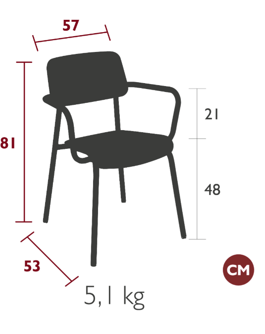 Load image into Gallery viewer, Fermob Studie armchair, stackable indoor contract dining chair with a modern design, suitable for home or office settings.

