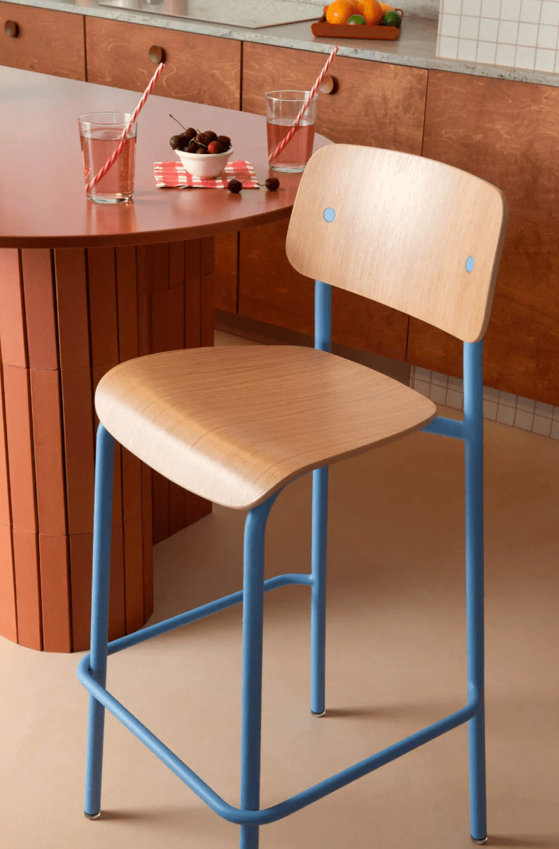 Load image into Gallery viewer, Studie Oak Bar Chair H75 by Custom Wood Designs, high wooden bar stool with natural oak finish and sleek design.
