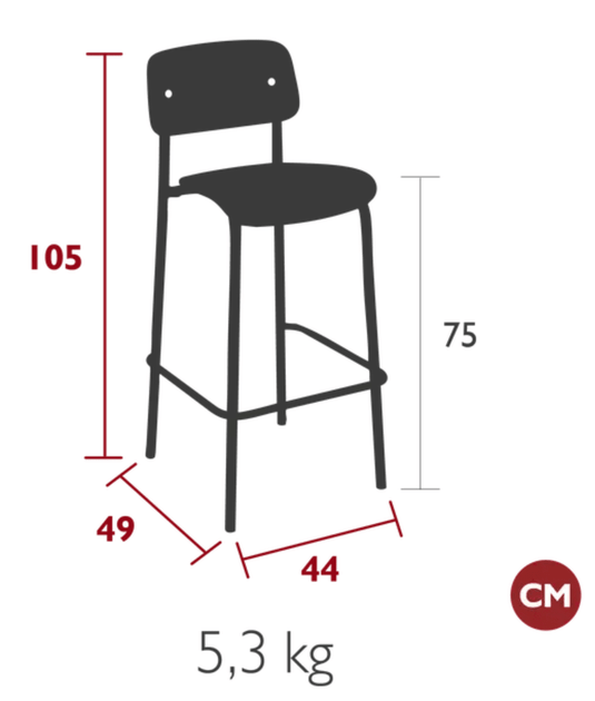 Custom Wood Designs Studie Oak Bar Chair H75, a high wooden oak chair with sleek design and sturdy construction.