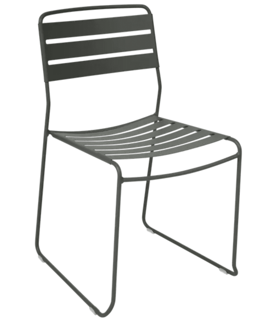 Fermob Surprising outdoor chair in rosemary color, featuring a modern design suitable for restaurant or patio outdoor seating.