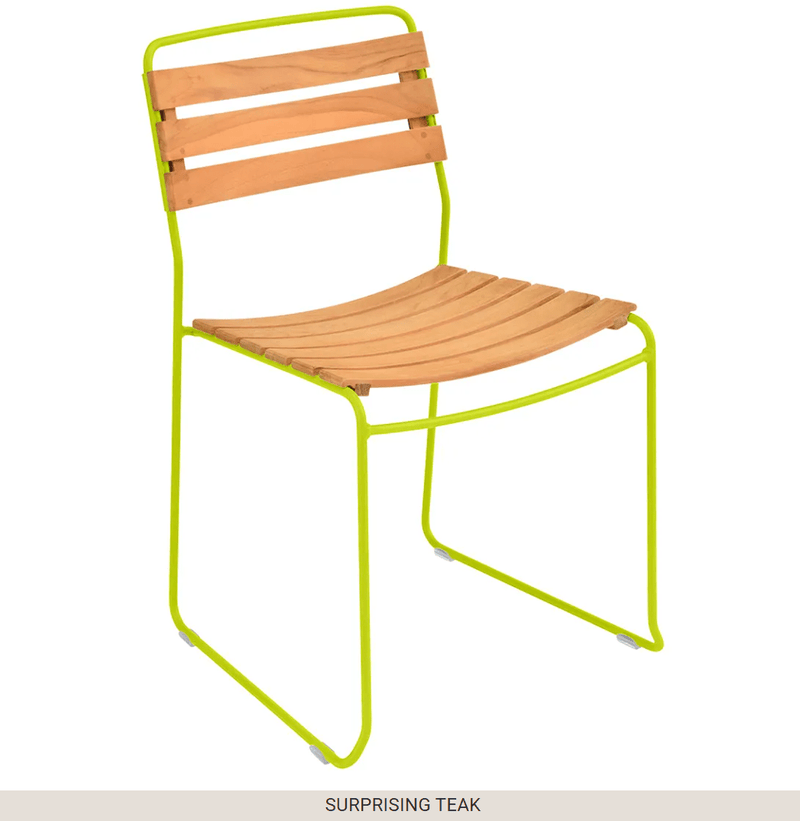 Load image into Gallery viewer, Surprising Teak Chair - Custom Wood DesignsLuminous green Fermob outdoor metal chair, Surprising Teak Chair, with a sleek design and vibrant finish for outdoor seating.Fermob Metal Chair Outdoor24575206052023
