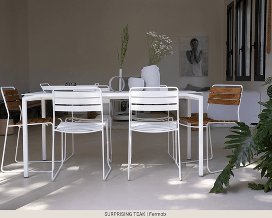 Surprising Teak Chair - Custom Wood DesignsFermob outdoor metal chair with a surprising teak seat, designed for stylish outdoor furniture.Fermob Metal Chair Outdoor24575206052023
