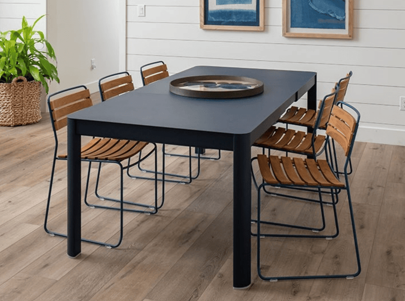 Load image into Gallery viewer, Surprising Teak Chair - Custom Wood DesignsFermob outdoor metal chair with a surprising teak seat, designed for outdoor furniture, shown in a stylish setting.Fermob Metal Chair Outdoor24575206052023
