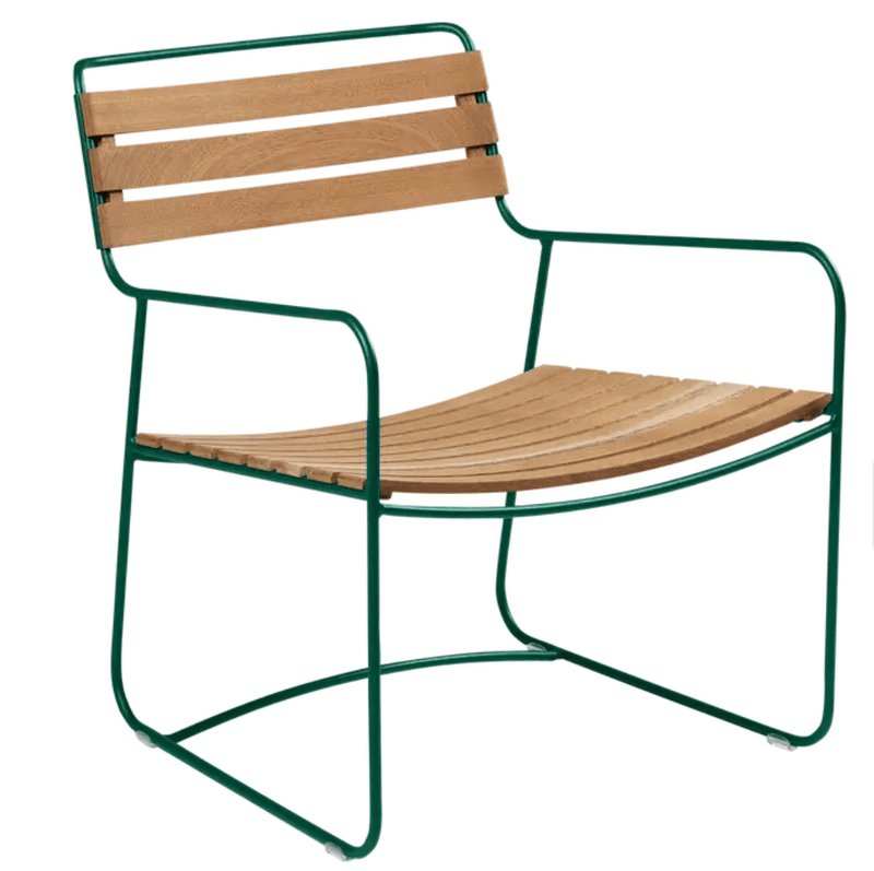Load image into Gallery viewer, Surprising Teak Low Armchair - Custom Wood DesignsGreen Fermob metal low armchair with sleek design, outdoor cedar-green finish, suitable for garden or patio seating.Fermob Metal Chair Outdoor24575207946711Cwdar Green
