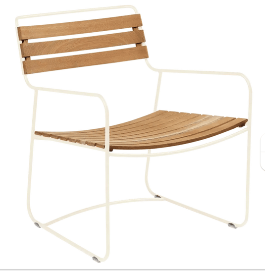 Surprising Teak Low Armchair - Custom Wood DesignsLatte beige Fermob Surprising teak low armchair with metal frame, outdoor furniture, stylish and comfortable for garden or patio use.Fermob Metal Chair Outdoor24575207184567Latte Beige