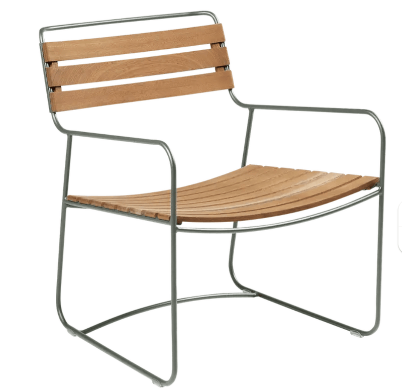 Load image into Gallery viewer, Surprising Teak Low Armchair - Custom Wood DesignsSurprising Teak Low Armchair by Fermob, outdoor metal chair with teak armrests, suitable for garden or patio seating.Fermob Metal Chair Outdoor24575206455191Rosemary

