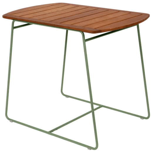 Fermob outdoor teak table measuring 90x60cm with a smooth surface and modern design, perfect for patio or garden settings.