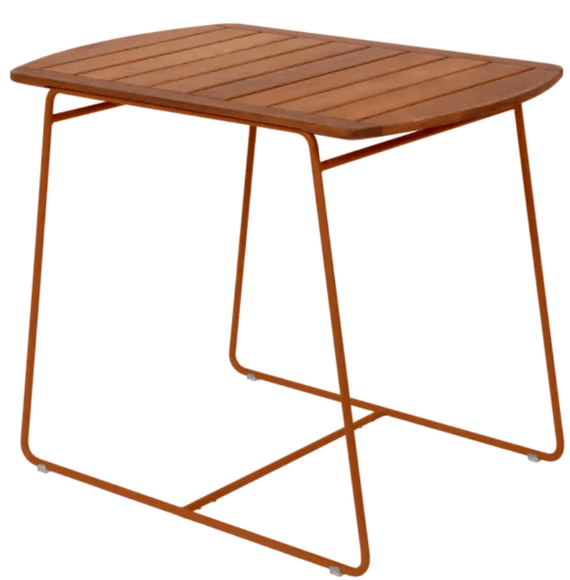 Load image into Gallery viewer, Fermob outdoor teak table, 90x60cm, with a smooth wooden surface and sturdy legs, suitable for patio or garden dining.

