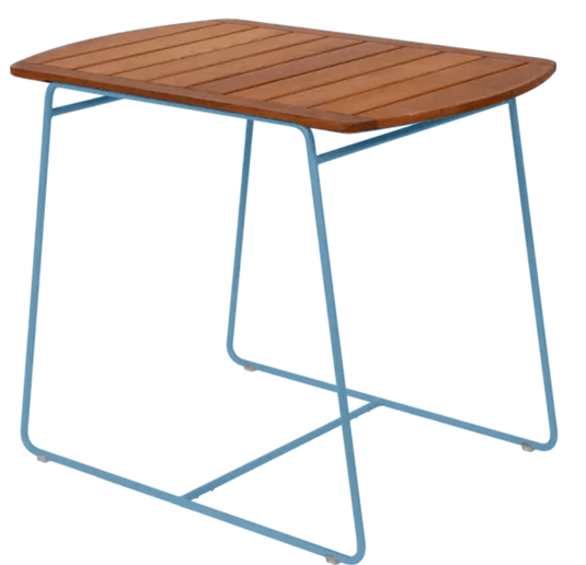 Fermob MayaBlue outdoor teak table, 90 x 60cm, featuring a smooth surface and sturdy legs, ideal for outdoor dining or patio use.