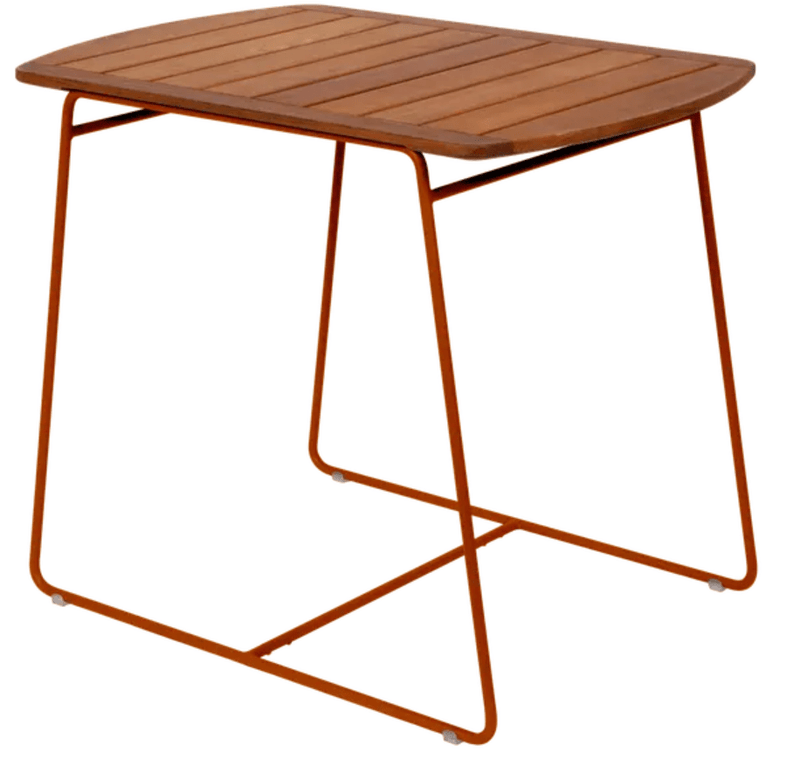 Load image into Gallery viewer, Surprising Teak Table 90 x 60cm - Custom Wood DesignsRed ochre Fermob outdoor teak table, 90x60cm, with clean lines and smooth finish, suitable for outdoor dining or patio use.Fermob Outdoor Teak Table24575175372407Red Ochre
