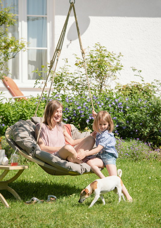 Swing Nest Taupe – Premium Wooden Hanging Chair - Custom Wood DesignsTaupe wooden swing nest chair by Custom Wood Designs, hanging from a sturdy frame, featuring a cozy woven seat and backrest.Swing Chair24575225754519