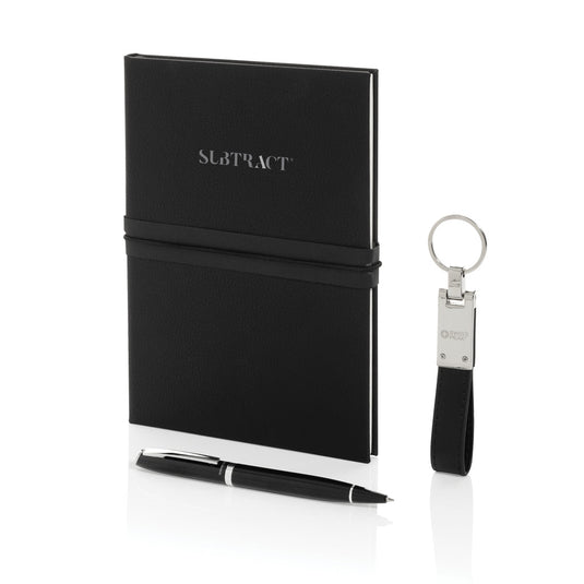 Swiss Peak RCS certified business gift set - Custom Wood DesignsSwiss Peak RCS certified business gift set with portfolio and notebook, featuring sleek black covers and professional design.Portfolios & NotebooksP774.6601Recycled paper,Recycled Stainless steelblack