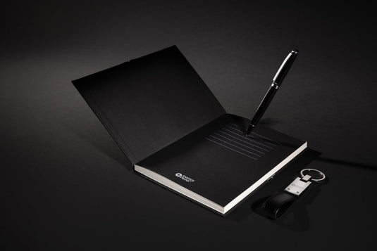 Swiss Peak RCS certified business gift set - Custom Wood DesignsSwiss Peak RCS certified business gift set with portfolio and notebook, featuring sleek black design and high-quality materials.Portfolios & NotebooksP774.6601Recycled paper,Recycled Stainless steelblack
