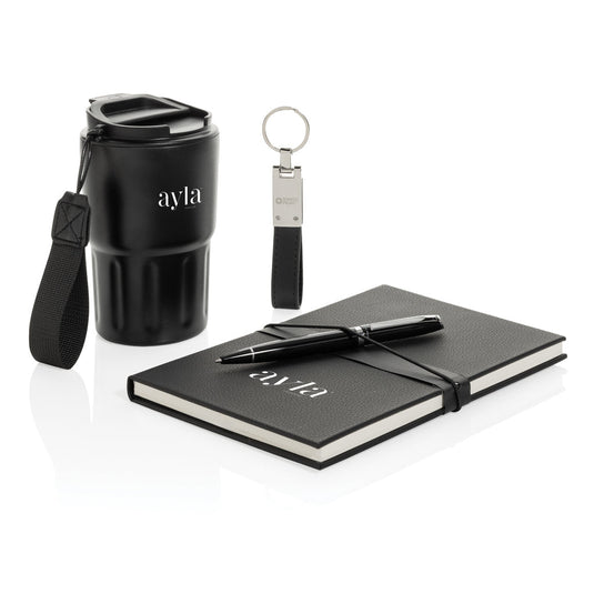 Swiss Peak RCS certified deluxe business gift set w/ tumbler - Custom Wood DesignsSwiss Peak deluxe business gift set with tumbler, includes a stylish portfolio and notebook, perfect for professional use.Portfolios & NotebooksP774.6701Recycled Stainless steel,Recycled paperblack