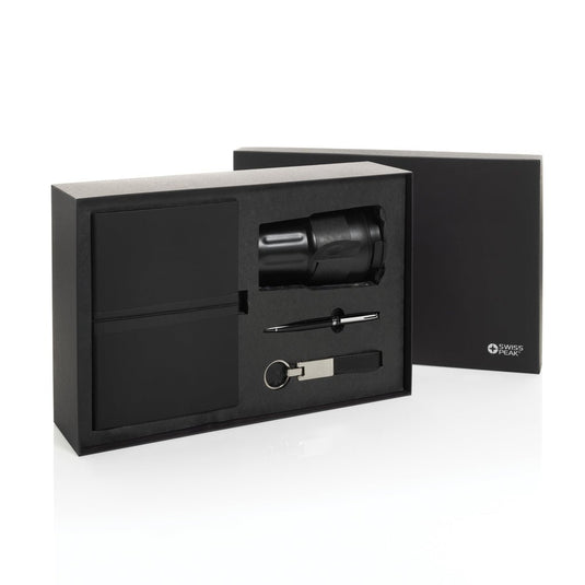 Swiss Peak RCS certified deluxe business gift set w/ tumbler - Custom Wood DesignsSwiss Peak deluxe business gift set with RCS certification, includes a portfolio, notebook, and tumbler for professional use.Portfolios & NotebooksP774.6701Recycled Stainless steel,Recycled paperblack
