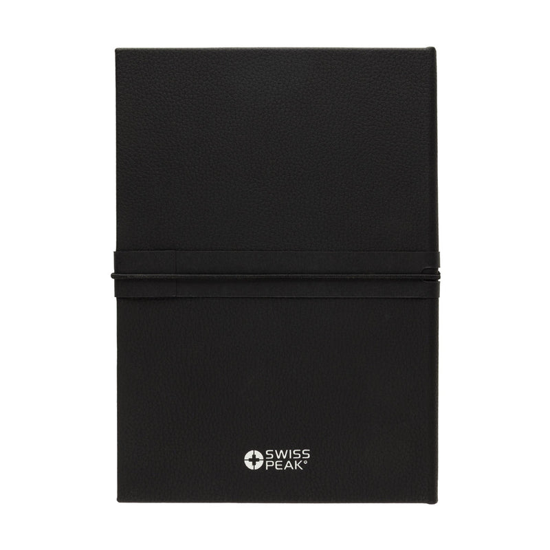 Load image into Gallery viewer, Swiss Peak RCS deluxe business gift set w/ water bottle - Custom Wood DesignsSwiss Peak RCS deluxe business gift set including a water bottle and portfolio, stylish and professional for corporate gifting.Portfolios &amp; NotebooksP774.6801Recycled Stainless steel,Recycled paperblack

