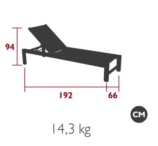 Fermob IBIZA teak sunlounger outdoor sun bed with adjustable backrest at hotel poolside, showcasing polished teak wood and sleek design.