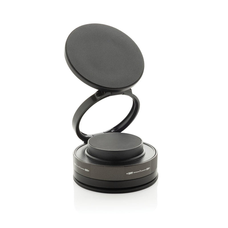 Load image into Gallery viewer, XD Xclusive Terra 360 RCS recycled plastic universal phone holder with custom wood design, compatible with phones and tablets.
