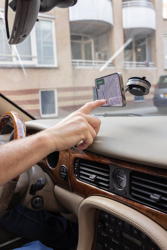 XD Xclusive Terra 360 RCS recycled plastic universal phone holder with custom wood design for phones and tablets.