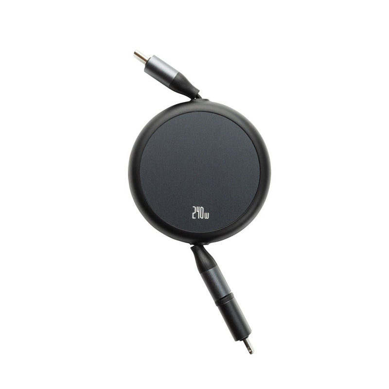 Load image into Gallery viewer, Terra RCS recycled aluminium retractable 240W 2-in-1 cable - Custom Wood DesignsXD Xclusive Terra RCS recycled aluminium 240W 2-in-1 retractable cable for phone and tablet accessories, featuring durable design.Phone &amp; Tablet accessoriesP302.7701Recycled ABS,Recycled TPEblack
