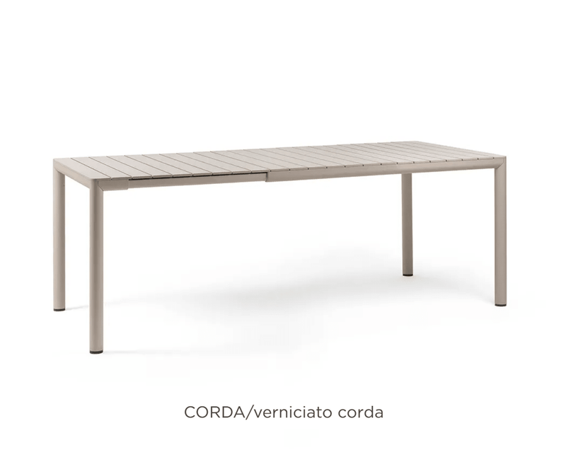 Load image into Gallery viewer, Tevere 147 Extensible Table - Custom Wood DesignsNardi Tevere 147 extensible outdoor table with a sleek wooden surface and sturdy metal legs, ideal for patio dining.Nardi Outdoor Table24575206388183Corda
