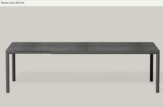 Nardi Tevere Lam 210 Extensible HPL Dining Table shown extended, with sleek laminate surface and modern design.