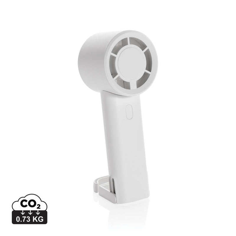 Load image into Gallery viewer, Twist RCS recycled plastic re-chargeable portable fan - Custom Wood DesignsXD Collection Twist RCS recycled plastic portable fan with rechargeable battery, designed for phone and tablet accessories.Phone &amp; Tablet accessoriesP457.0703Recycled ABSwhite
