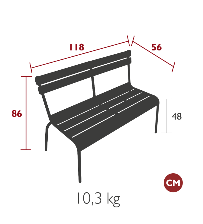 Load image into Gallery viewer, Fermob Luxembourg outdoor 2/3-seater bench with backrest, made of durable metal, ideal for outdoor or hallway seating.

