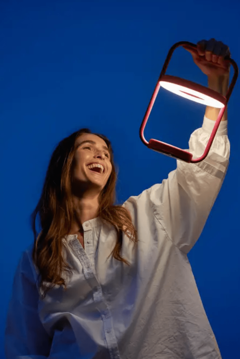 Load image into Gallery viewer, Fermob ULLI Monochrome outdoor lamp, 30 cm height, in vibrant red, designed for stylish outdoor lighting.
